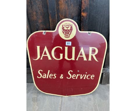 A Jaguar Sales and Service enamel advertising sign of good colour, 18.5 x 19 3/4".