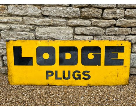 A Lodge Plugs enamel advertising sign, 48 x 18". 