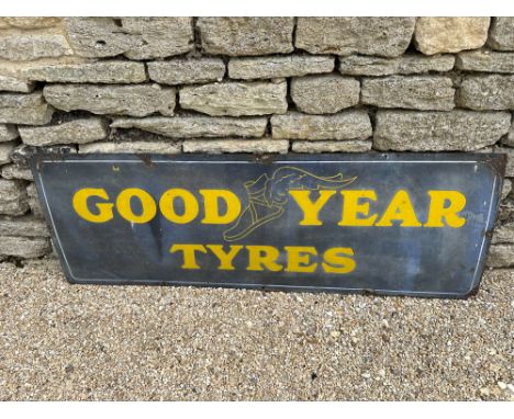 A Good Year Tyres enamel advertising sign by Franco, 60 x 21".&nbsp;