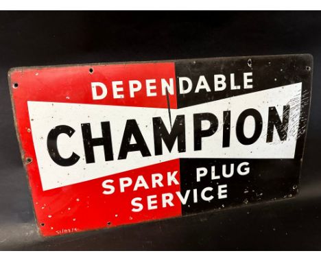 A Champion Dependable Spark Plug Service enamel advertising sign, 23 x 13". 