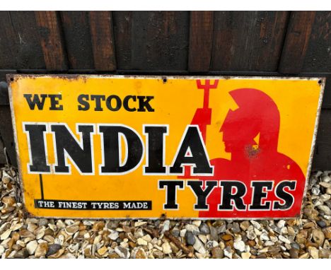 An India Tyres stockist's enamel advertising sign 'The Finest Tyres Made', 24 x 12".