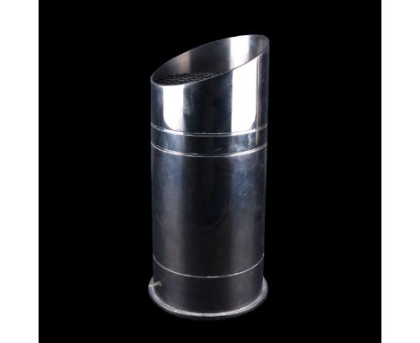 Karl Springer Gunmetal Steel Single Light Lamp. Unsigned. Measure 13-3/4 H, 6" Diam. Condition: Steel needs cleaning / polish