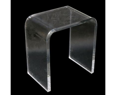 Vintage Acrylic Waterfall Bench. Unsigned. Measures 18" H, 16-1/2" W, 11" D. Condition: Surface wear / scratches from normal 