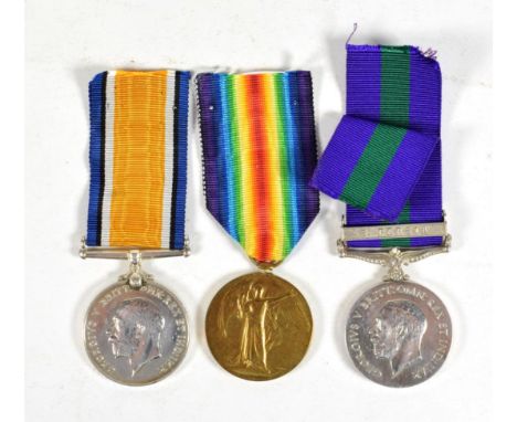 A First World War Pair of British War Medal and Victory Medal and a General Service Medal 1918-62, with clasp S.PERSIA., awar