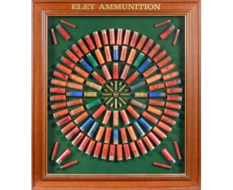 A Modern Eley Cartridge Display, set a concentric circle of deactivated vintage and modern shotgun cartridges enclosing a num