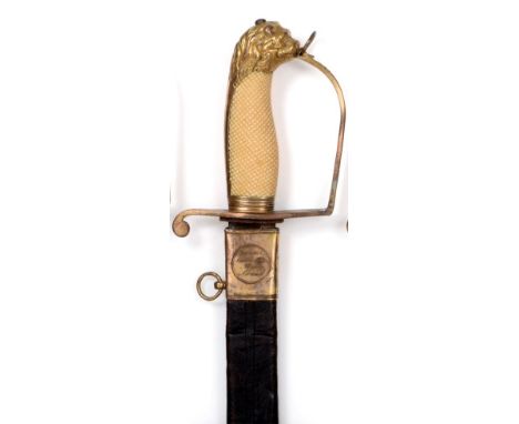 A George III Officer's Sword, possibly Naval, circa 1800, the 64cm single edge steel blade with broad fuller and a narrow ful