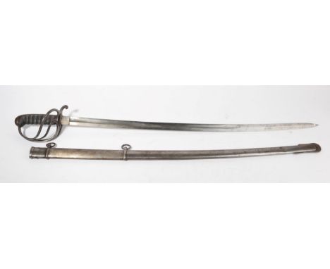 An 1821 Light Cavalry Officer's Sword, the 81cm single edge fullered steel blade double edged for the last 26cm, the ricasso 