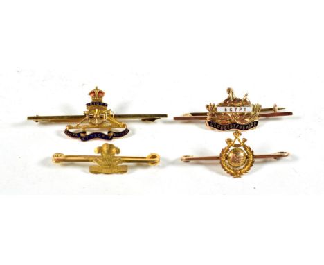 A 15 Carat Gold Sweetheart Brooch, to the Welsh Regiment; three 9 Carat Gold Sweetheart Brooches, to the Royal Marines Light 