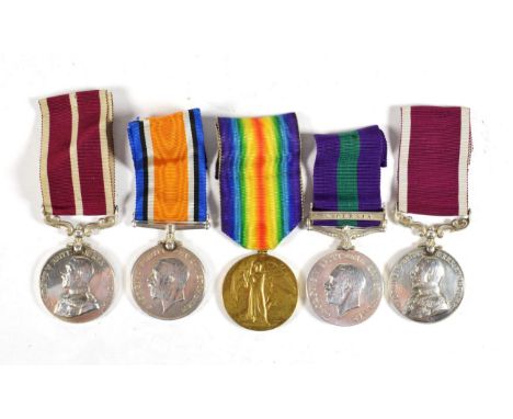A First World War Meritorious Group of Five Medals, awarded to 5959 S-SJT. W.E.TAYLOR R.A., comprising British War Medal, Vic