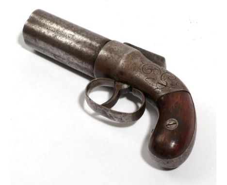An American Five Shot Percussion Pepperbox Revolver by Allen, Thurber &amp; Co., Worcester, the 6.5cm steel cylinder stamped 