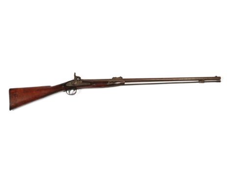 A Victorian Tower Percussion Musket, the 83.5cm round steel barrel with hinged ladder rear sight, various inspector's marks a