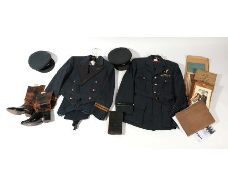 An RAF Uniform to Flight Lieutenant Thomas ''Tommy'' McCarthy, comprising two peaked caps, a pair of trousers and a jacket wi