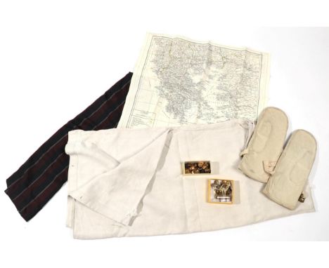 A Small Quantity of Militaria, including a pair of military issue white kid mittens gloves, the interiors with War Department