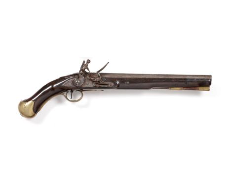 A British 1801 Pattern Flintlock Sea Service Pistol, 25 bore, the 30.5cm steel barrel stamped with Tower proof marks partiall