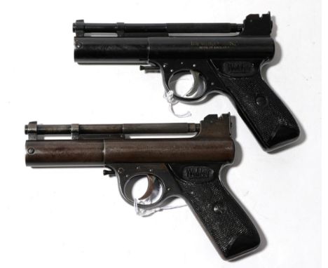 PURCHASER MUST BE 18 YEARS OF AGE OR OVER Two Post-War Webley ''Mark I'' .22 Calibre Air Pistols, one with blued finish, numb