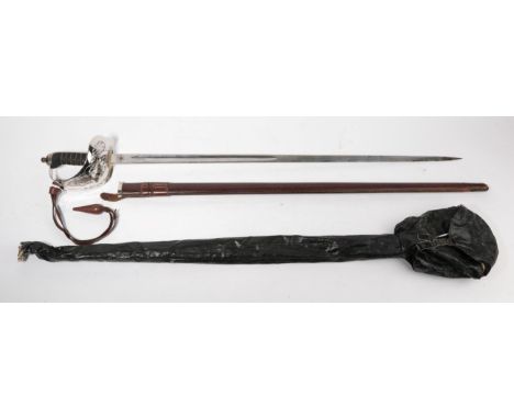 A George VI 1897 Pattern Infantry Officer's Sword, the 83cm fullered steel blade etched with Royal cypher, the nickel plated 