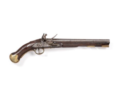 A British 1801 Pattern Flintlock Sea Service Pistol, 25 bore, the 30.5cm steel barrel stamped with Tower proof and inspector'