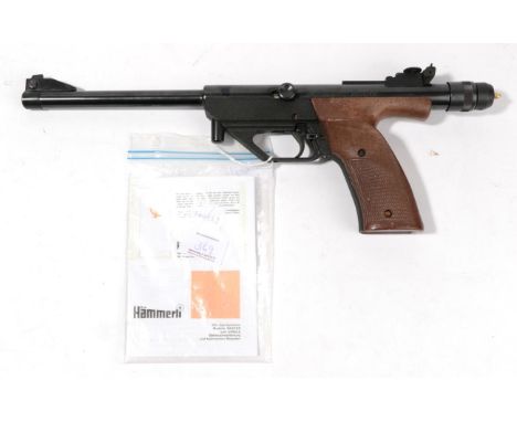 PURCHASER MUST BE 18 YEARS OF AGE OR OVER A Hammerli Master CO2 Target Pistol, .177 calibre, numbered 63210, with brown plast