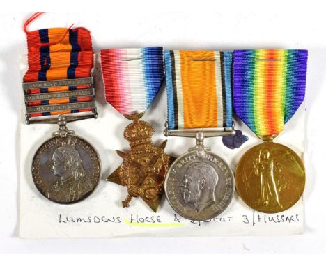 A Boer War/First World War Group of Four Medals, awarded to TPR.C.L.BELL LUMSDEN'S HORSE (later LIEUT: 3/HRS.) comprising Que