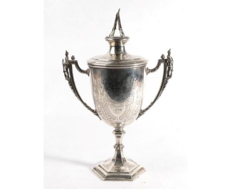 A Victorian Silver Regimental Shooting Trophy Cup and Cover, of two-handled, semi-ovoid form, inscribed, ''1st. N.C.Y. (?) D.