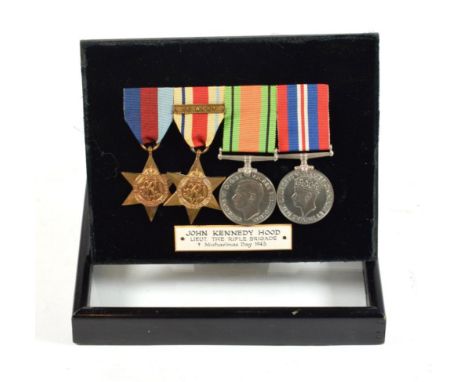 A Second World War Casualty Group of Four Medals, awarded to Lieutenant John Kennedy Hood, The Rifle Brigade, comprising 1939