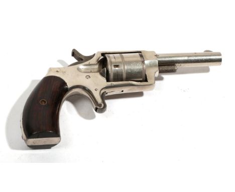 A Dictator .32 Calibre Rimfire Five Shot Pocket Revolver, with silver plated finish, the 7cm round barrel with blade foresigh