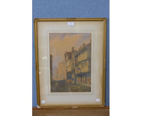 A. McArthur, Bridlesmith Gate, Nottingham, 1870, watercolour, 38 x 26cms, framed 