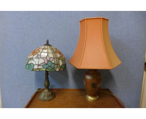A Tiffany style table lamp and another table lamp 