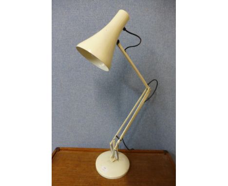 A white metal industrial anglepoise lamp 