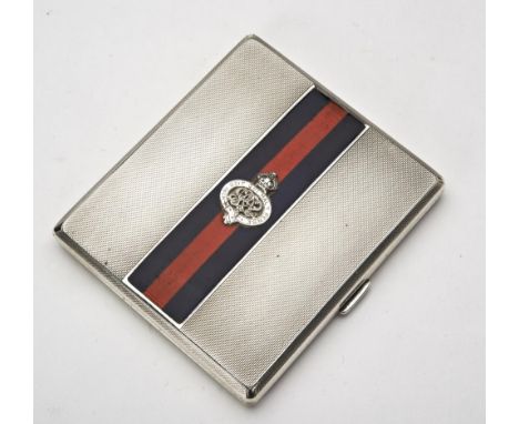 SILVER AND ENAMEL 'ROYAL ENGINEERS' CIGARETTE CASE&nbsp;GOLDSMITHS &amp; SILVERSMITHS, BIRMINGHAM 19414 oz.125 grams 