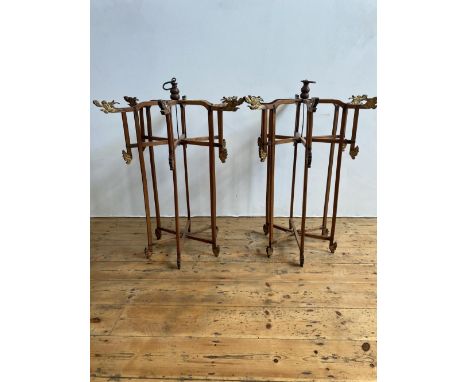 PAIR OF FOLDING HANGING LANTERN FRAMES20TH CENTURY&nbsp;of typical form with carved dragon mask finials95cm highPROVENANCE: A