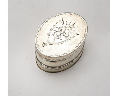 GEORGE III SILVER NUTMEG GRATERTHOMAS WILMORE, BIRMINGHAM 1796of oval form engraved with an armorial shield2.5cm wide 