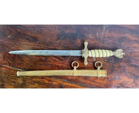 GERMAN WWII NAVAL OFFICER'S DRESS DAGGER WITH SCABBARD, 41cm long 