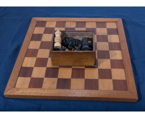 Vintage traditional wooden chess set and board 