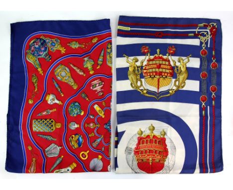Hermes silk scarf Chateaux D'Arriere by F Abadie and another Qu' importe le Flacon  .       Qui importe le flacon- large stai