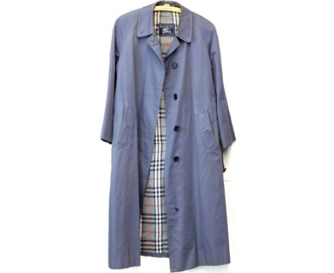 3 Burberrys Macintoshes  one in navy,  blue, and beige .       Burberrys navy mac label 8 long CB3B E.46839/4 stain wear mark