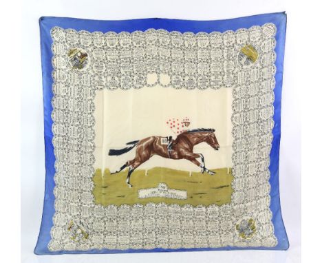 Derby silk scarf printed with illustration of Psidium winner of the 1961  Derby and printed with the names of all the winners