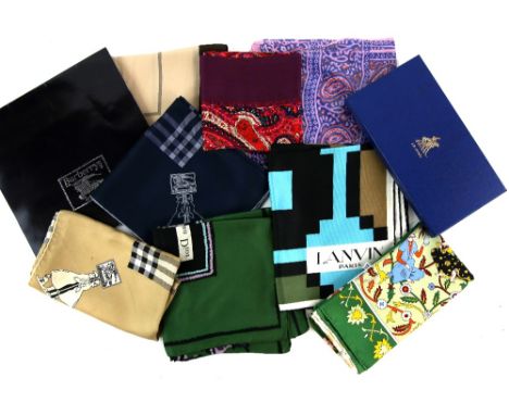 Collection of head and neck scarves , including a boxed  LR Paris silk scarf,  the scarves in  silk, cotton, chiffon includin