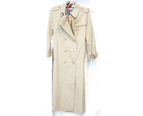A navy blue Burberry's wool and Alpaca winter coat ,a classic trench coat in beige (2) .       Burberry coat 10 long, W278 ap