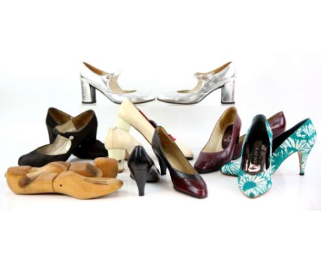 Vintage shoes to include Charles Jourdan black suede with diamanté buckles, and another pair,  two pairs of Christian Dior co