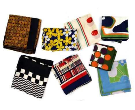 Collection of vintage scarves in bold colours and geometric and stylised floral designs  (8).       Please see extra images, 