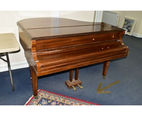 ALLISON OF LONDON, A MAHOGANY PETITE BABY GRAND PIANO, serial number unknown, supplied by Harrods of London label to case and