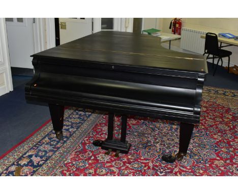 C BECHSTEIN, BERLIN (c1874) AN EBONISED SEMI-CONCERT GRAND PIANO, the lid with locking knob, enclosing a gilt metal frame, an