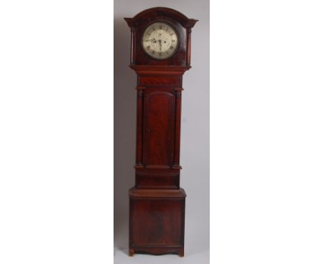 An early Victorian mahogany longcase clock, having an unsigned silvered circular dial (dia.12"), the chapter ring with Roman 