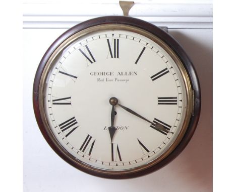 An early 19th century mahogany convex dial wall clock, the fully restored white enamel dial signed George Allen, Red Lion Pas