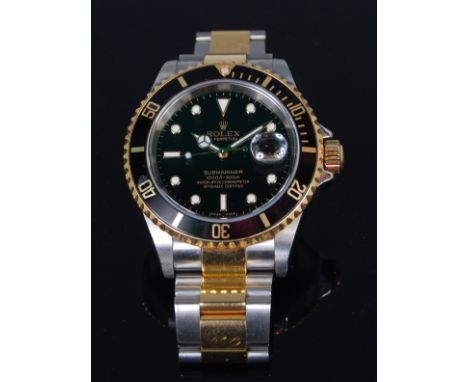A gents Rolex steel and yellow gold Oyster Perpetual Datejust Submariner, having signed black dial, superlative chronometer o