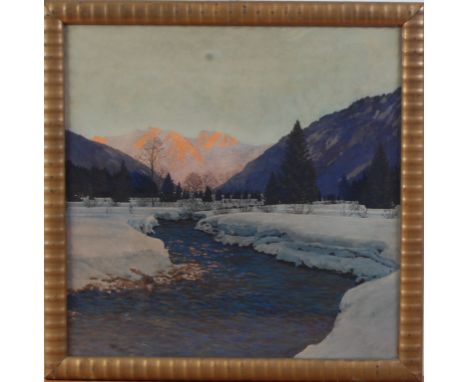 Early 20th century Canadian school - A winter landscape, watercolour, 49 x 49cm  Condition Report / Extra Information Paper g