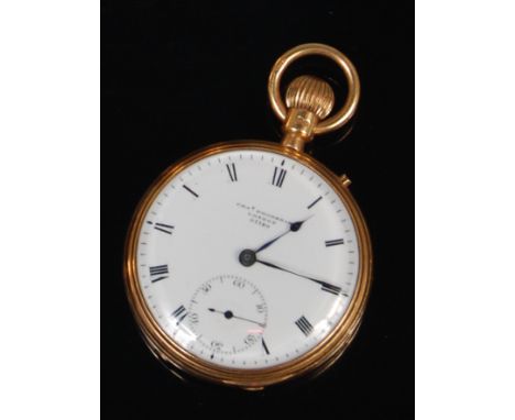 A Victorian 18ct gold cased pocket watch by Charles Frodsham of London, having signed and numbered white enamel dial with sub