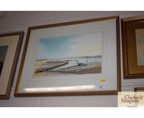 John R Pretty, "River At Low Tide", signed watercolour possibly Blythburgh
