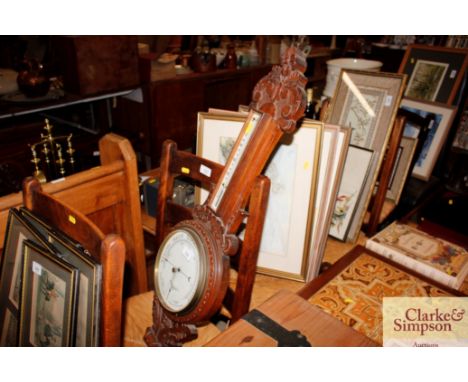 A walnut cased banjo barometer / thermometer by Dolland of London